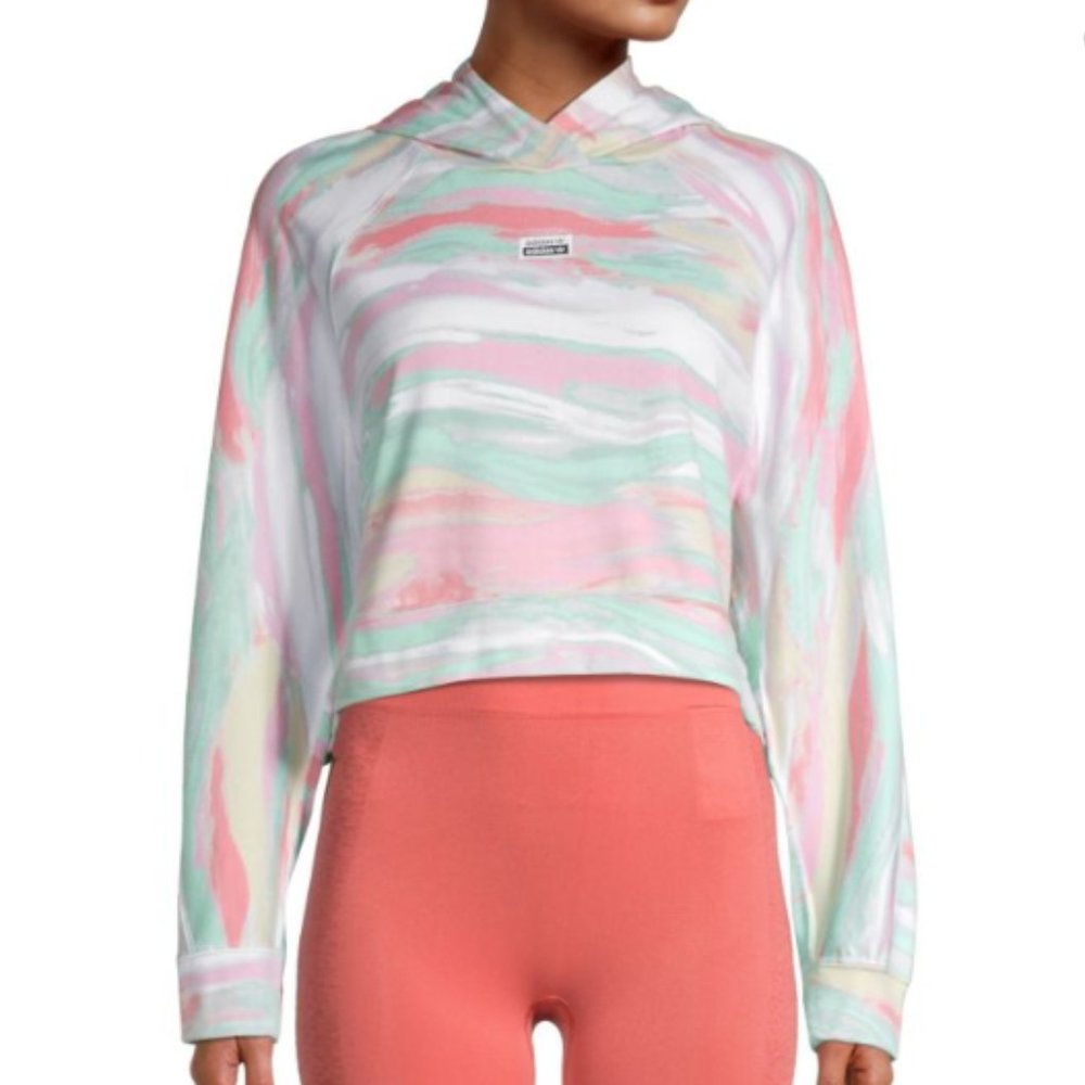 adidas Pastel Marble Crop Hoodie